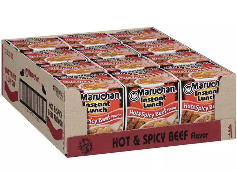 Maruchan Instant Lunch Hot & Spicy Beef Flavor 2.25oz (Pack of 12)