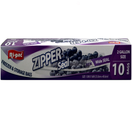 Ri-Pac Zipper Seal Freezer & Storage Bags 2gal (Pack of 10)