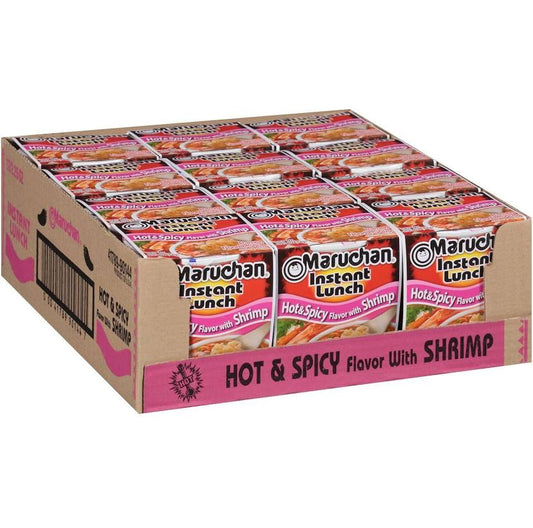 Maruchan Instant Lunch Hot & Spicy Flavor With Shrimp 2.25oz (Pack of 12)