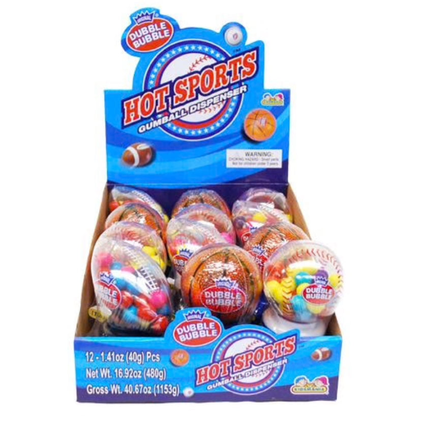 Dubble Bubble Hot Sports Gumball Dispenser 1.41oz 12 Count