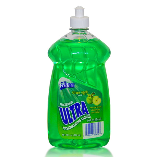 First Force Ultra Dishwashing Liquid Green Apple 28oz