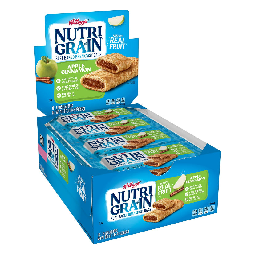 Kellogg’s Nutri-Grain Apple Cinnamon 1.3oz (Pack of 16)