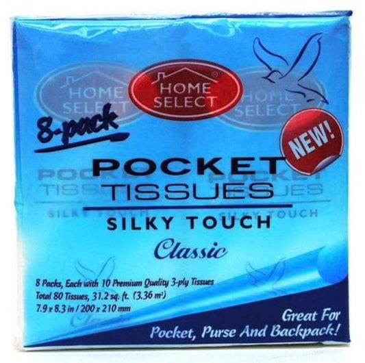 Home Select Silky Touch Premium Pocket Tissues 10 Sheets (Pack of 8)