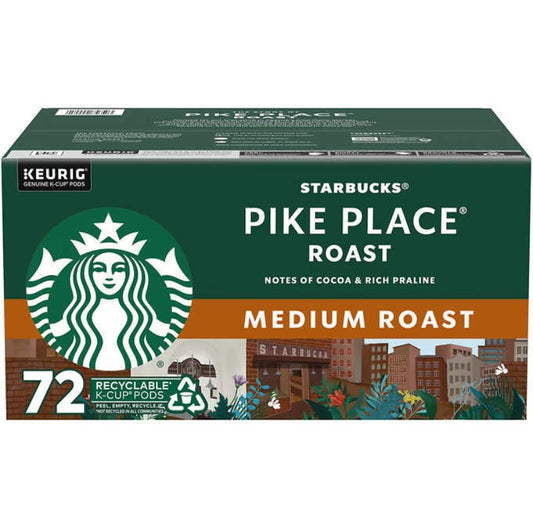 Starbucks K-Cup Coffee Pods Pike Place Roast (Pack of 72)