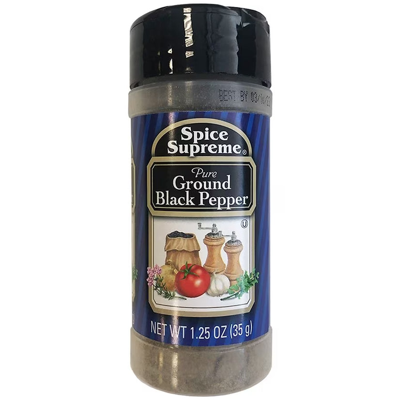 Spice Supreme Ground Black Pepper 1.25oz 12 Count