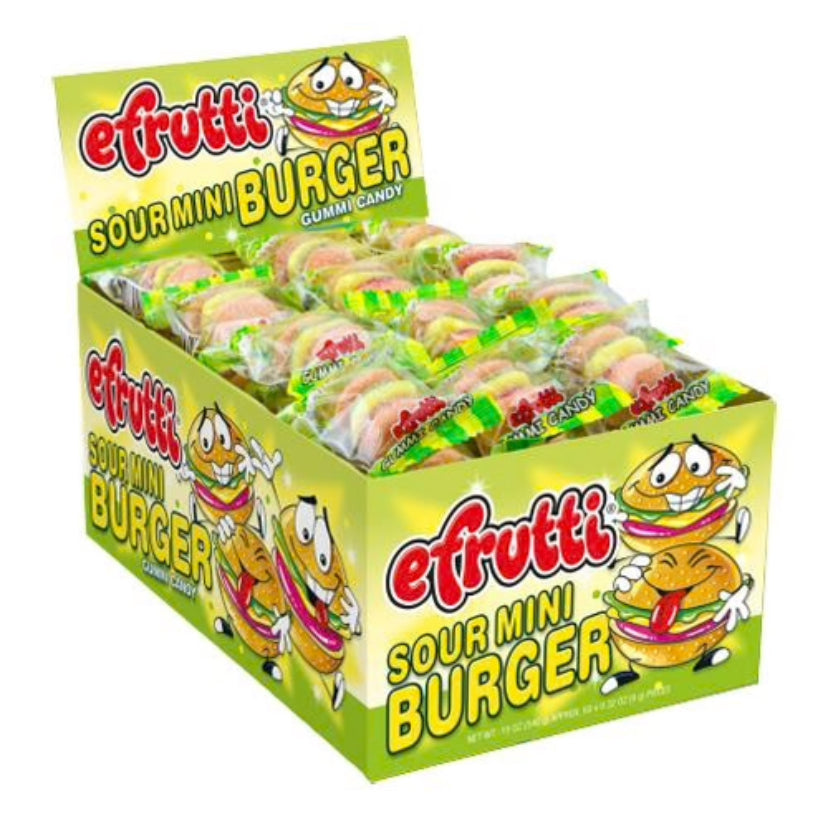 Efrutti Sour Mini Burger Gummi Candy 0.32oz 60 Count