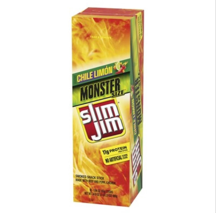 Slim Jim Monster Chile Limon 1.94oz 18 Count