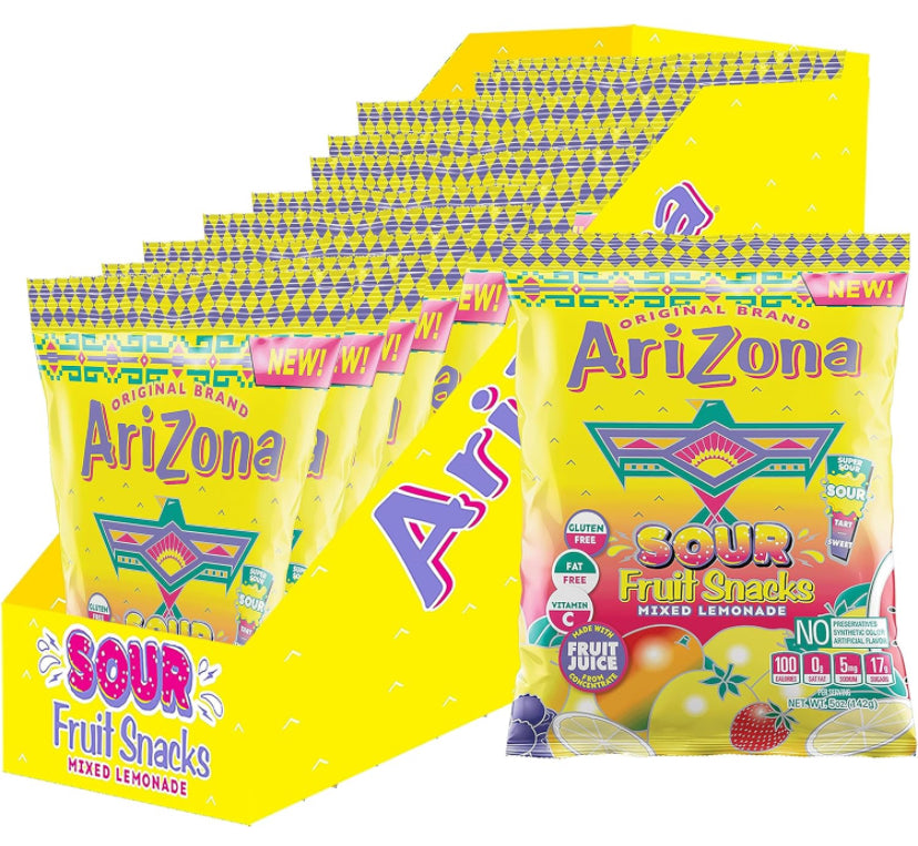 Arizona Fruit Snacks Sour Mixed Lemonade 5oz (Pack of 12)