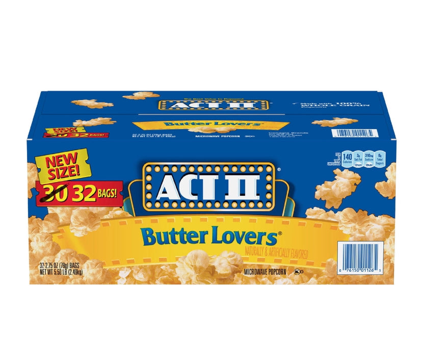 Act II Butter Lovers Popcorn 2.75oz (Pack of 32)