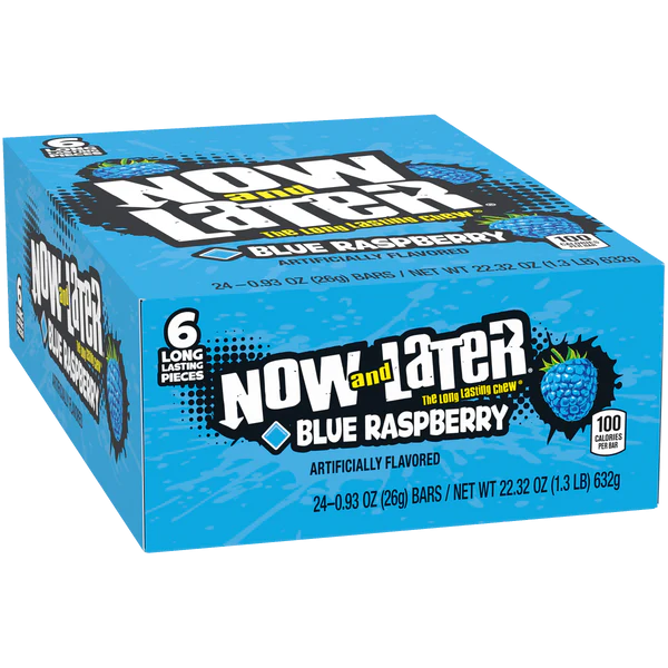 Now and Later Blue Raspberry 0.93oz (Pack of 24)