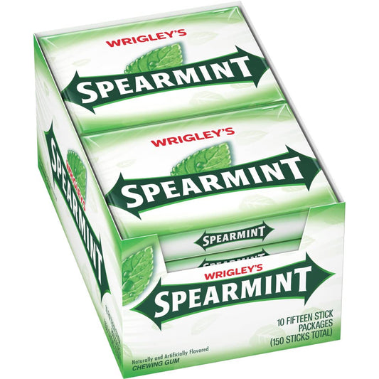 Wrigley’s Spearmint Gum 15 Sticks (Pack of 10)