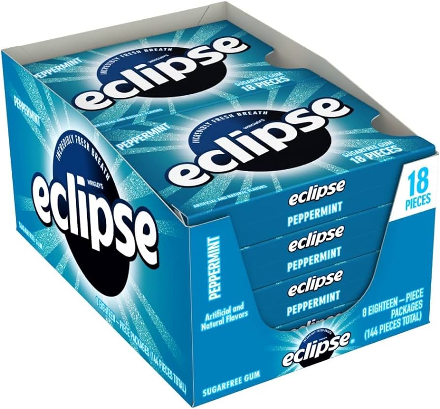 Eclipse Peppermint Gum 18 Sticks (Pack of 8)