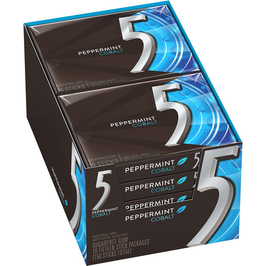 Wrigley’s 5 Gum Peppermint Cobalt 15 Sticks (Pack of 10)