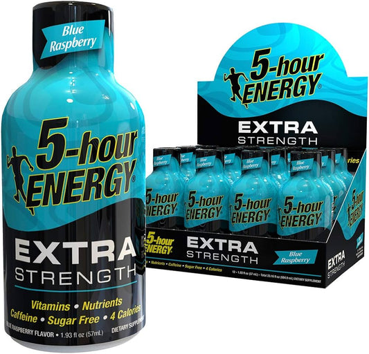 5-Hour Energy Extra Strength Shots Blue Raspberry 1.93 fl oz (Pack of 12)