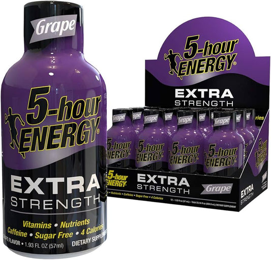 5-Hour Energy Extra Strength Shots Grape 1.93 fl oz (Pack of 12)