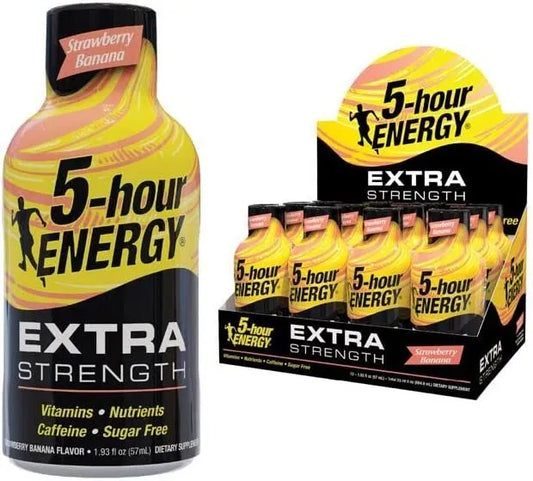 5-Hour Energy Extra Strength Shots Strawberry Banana 1.93 fl oz (Pack of 12)