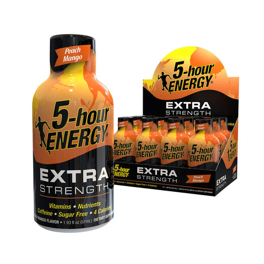 5-Hour Energy Extra Strength Shots Peach Mango 1.93 fl oz (Pack of 12)