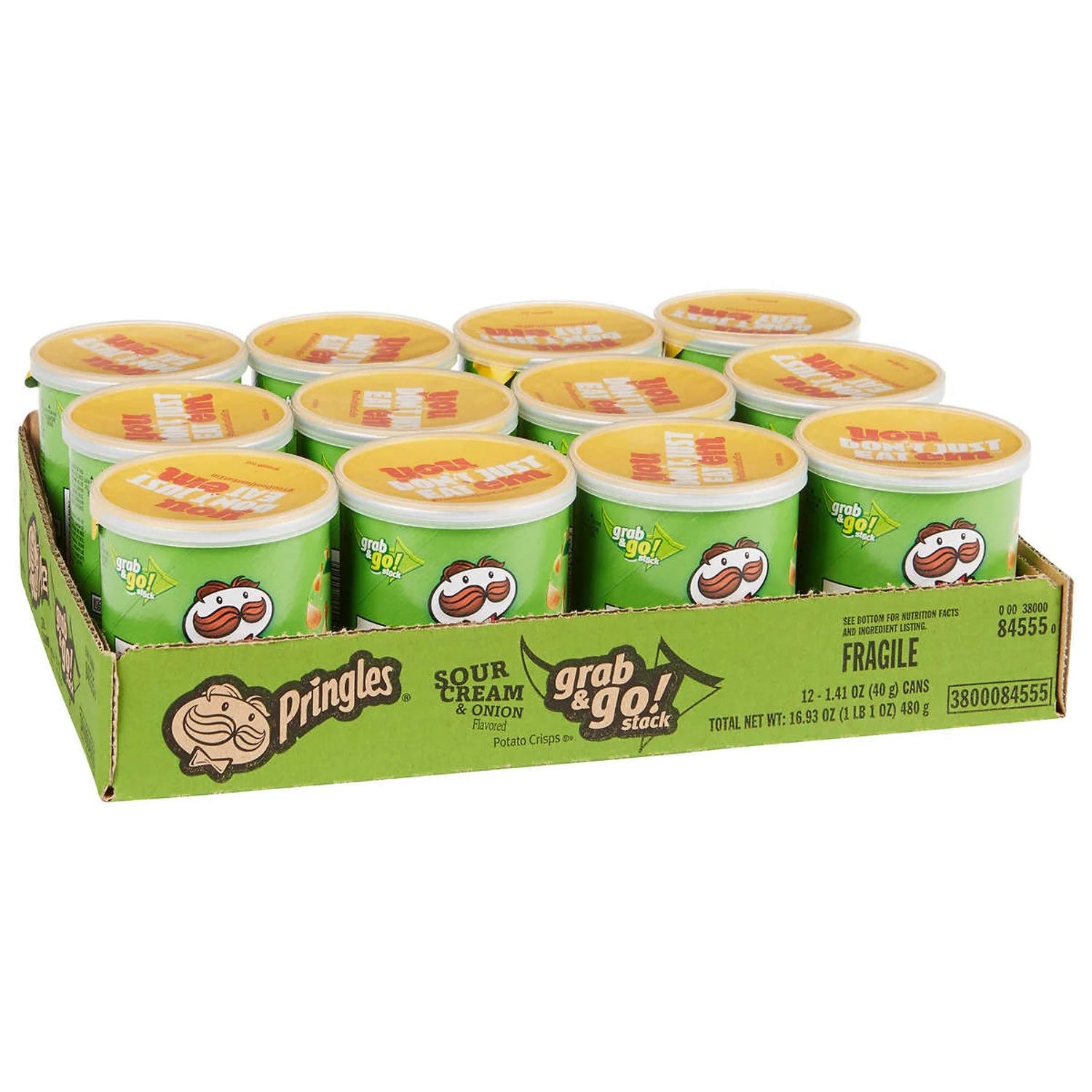 Pringles Grab & Go Stack Sour Cream and Onion Chips 2.5oz (Pack of 12)