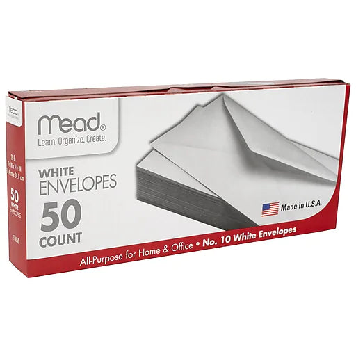 Mead No. 10 White Envelopes 50 Count