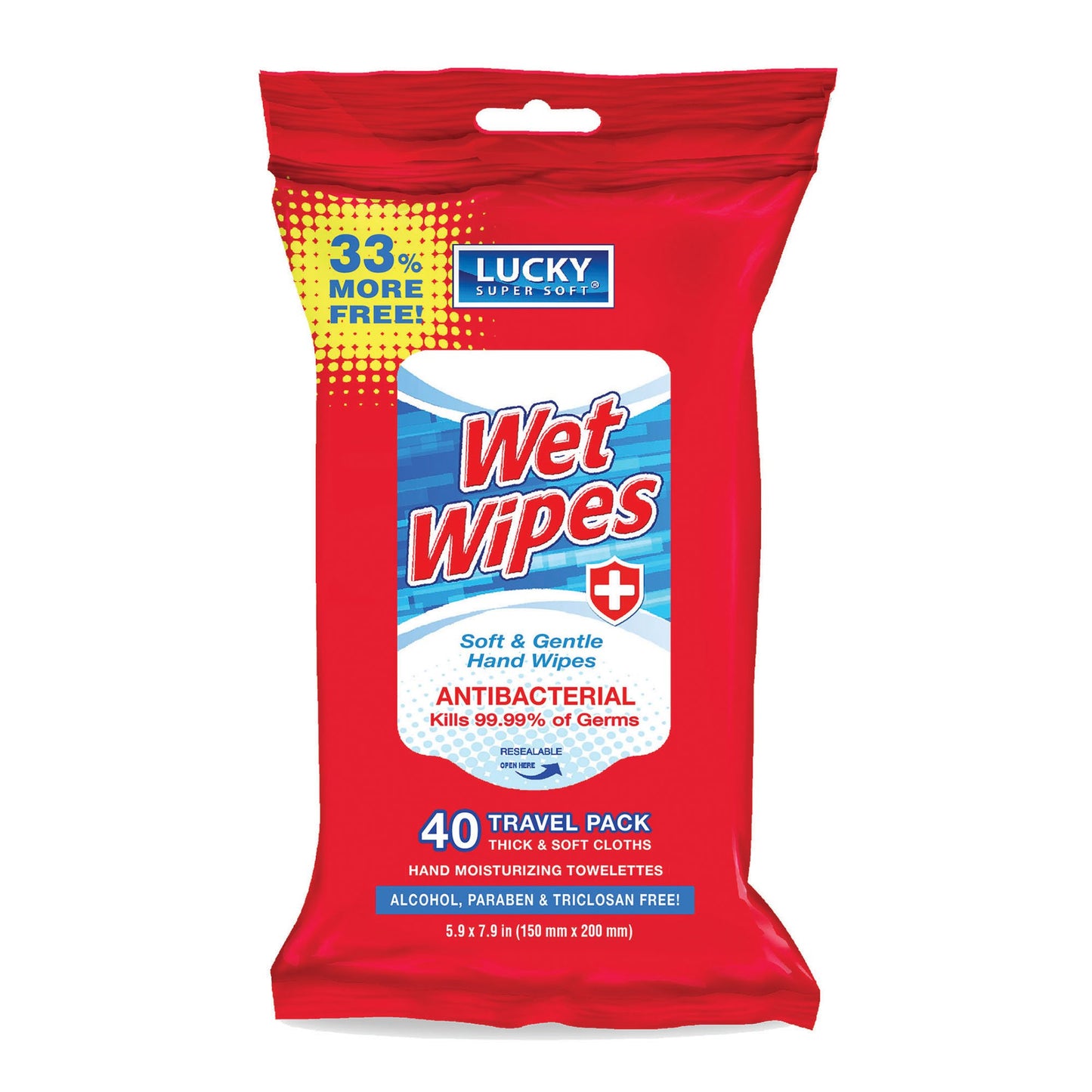 Lucky Super Soft Antibacterial Wet Wipes (Pack of 40)