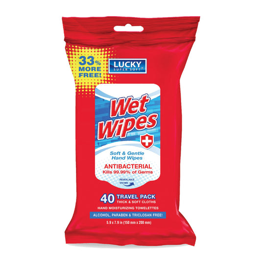 Lucky Super Soft Antibacterial Wet Wipes (Pack of 40)