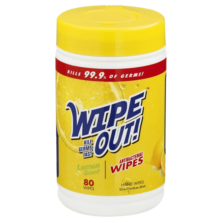 Wipe Out! Antibacterial Wipes Lemon Scent (Pack of 80)