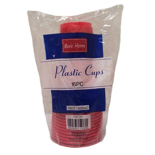 Basic Home Red Plastic Cups 16oz (Pack of 16)