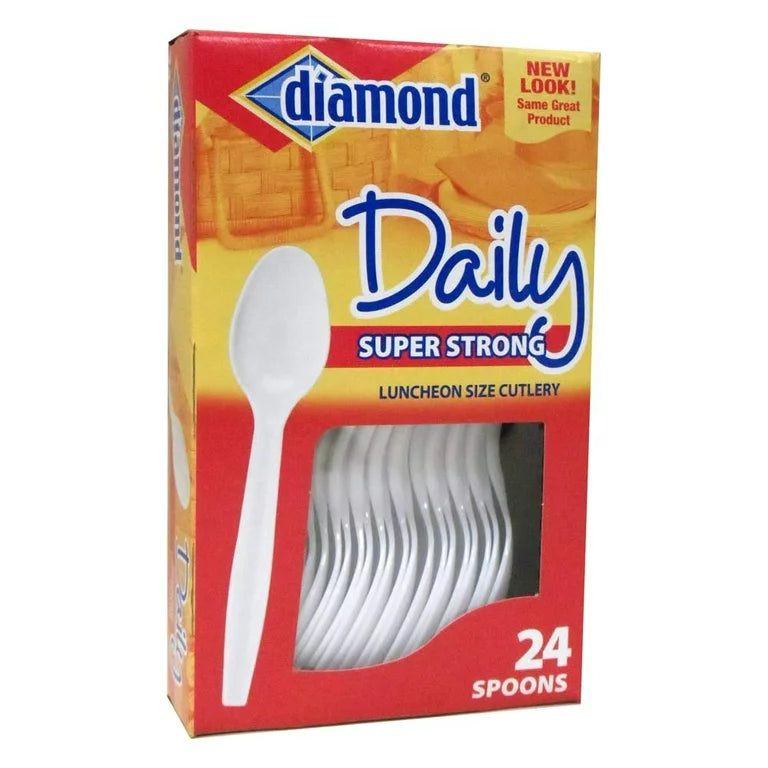 Diamond Daily Superstrong Plastic Spoons 24 Count