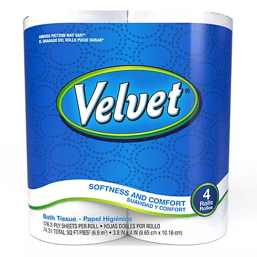 Velvet Softness and Comfort Bath Tissue (Pack of 4)