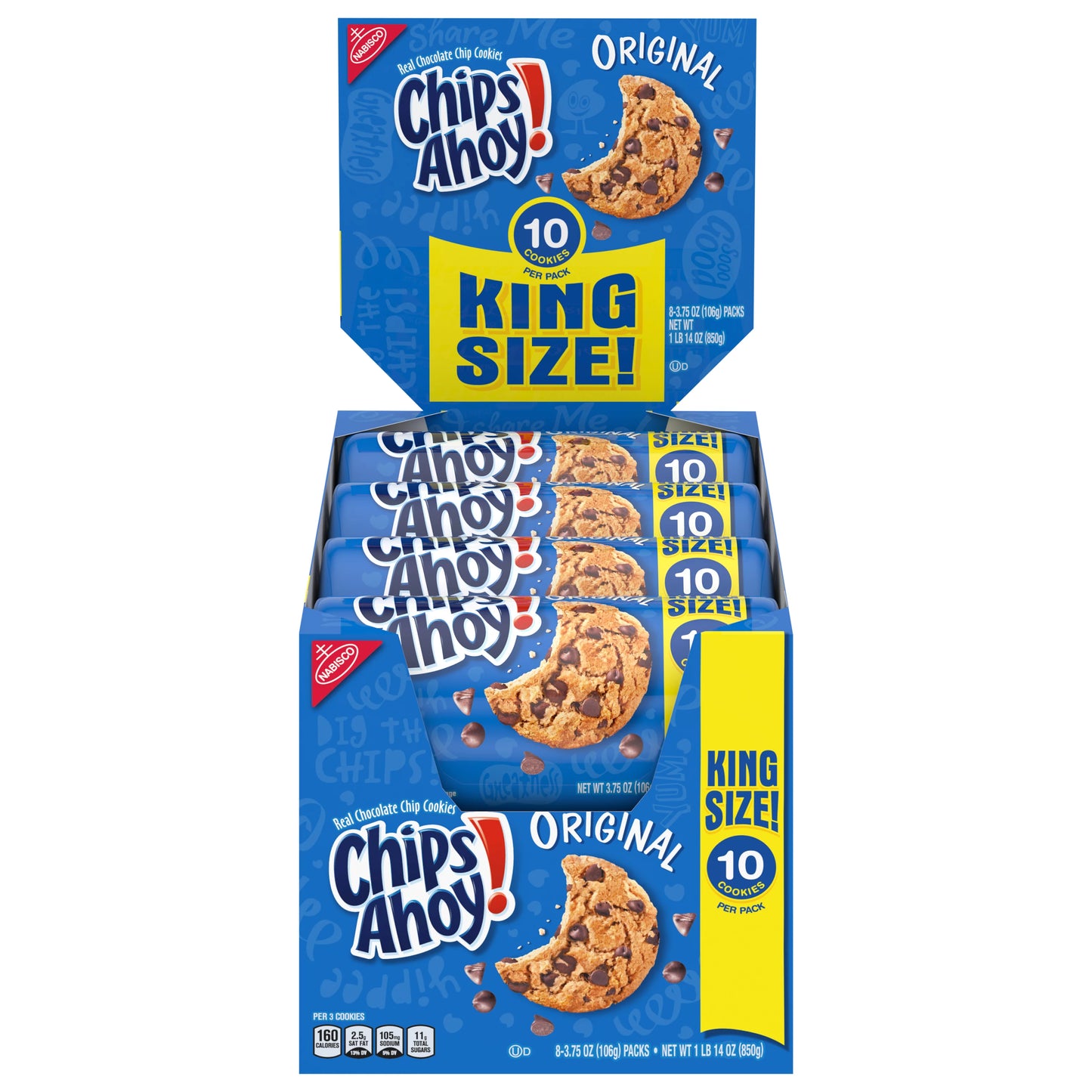 Chips Ahoy! Original King Size Cookies 3.75oz (Pack of 8)