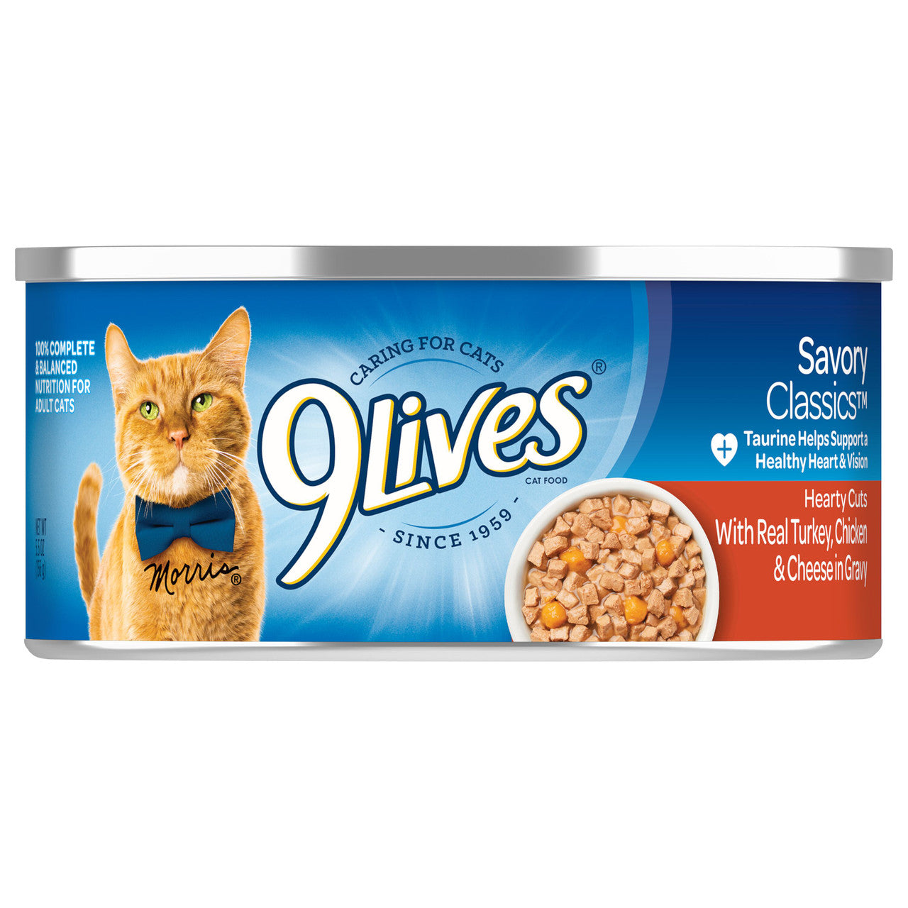 9Lives Cat Food With Real Turkey, Chicken & Cheese in Gravy 5.5oz