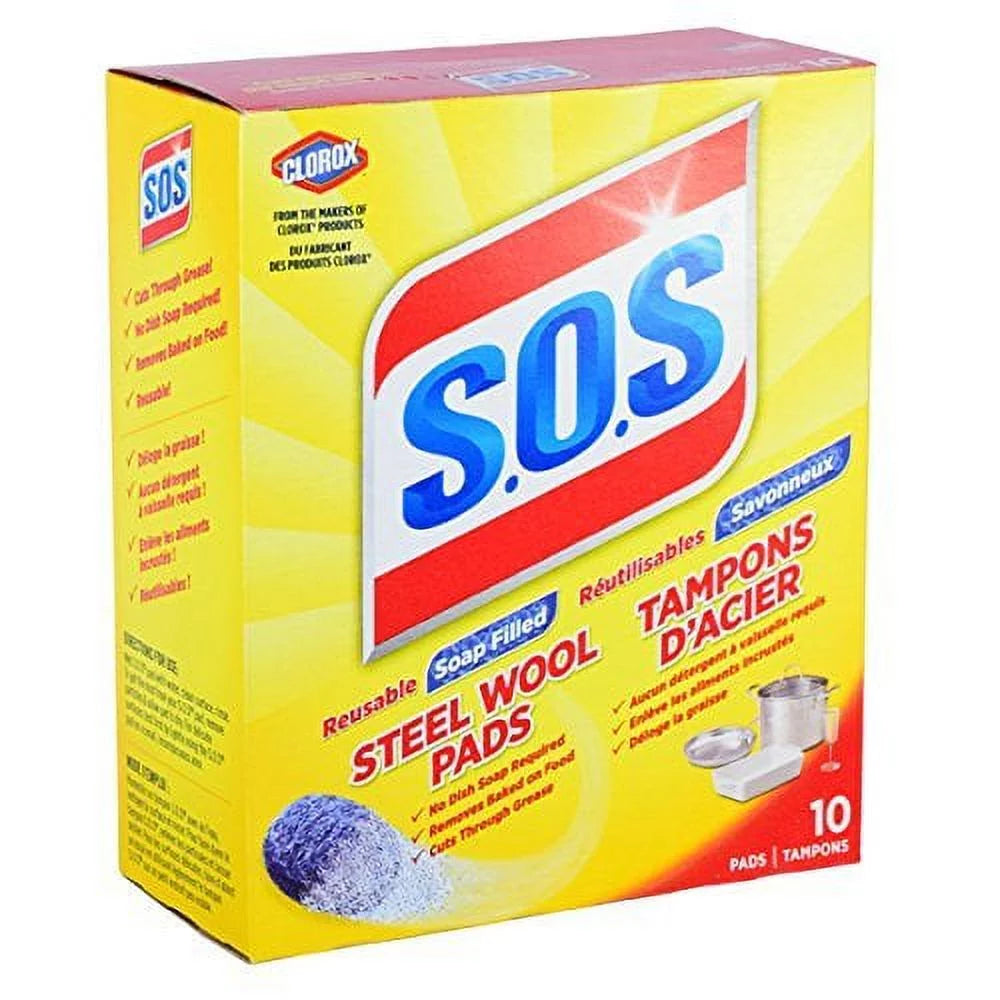 Clorox S.O.S Reusable Soap Filled Steel Wool Pads (Pack of 10)