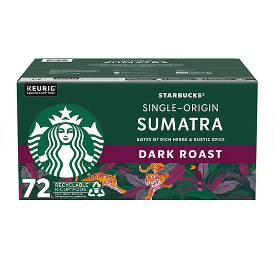 Starbucks K-Cup Coffee Pods Single-Origin Sumatra (Pack of 72)