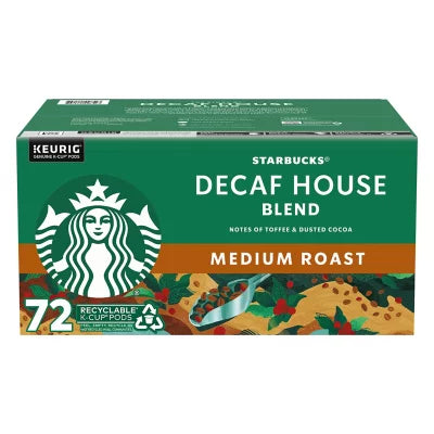 Starbucks K-Cup Coffee Pods Decaf House Blend (Pack of 72)