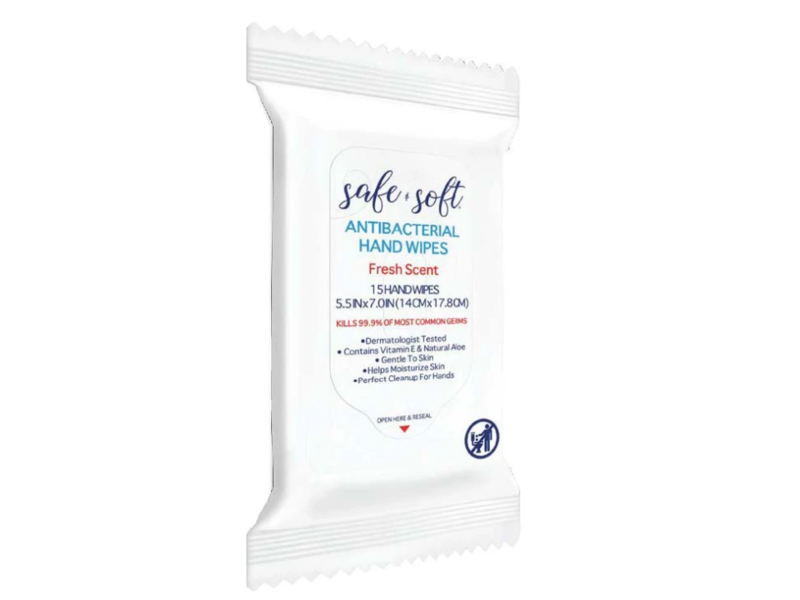Safe & Soft Antibacterial Hand Wipes Fresh Scent (Pack of 15)