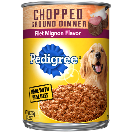 Pedigree Chopped Ground Dinner Filet Mignon Flavor Adult Dog Food 13.2oz