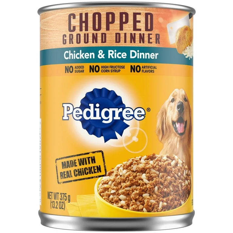 Pedigree Chopped Ground Chicken & Rice Dinner Adult Dog Food 13.2oz