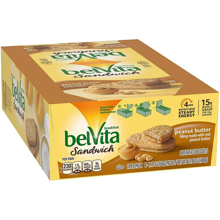 Belvita Breakfast Sandwich Peanut Butter 1.76oz (Pack of 8)
