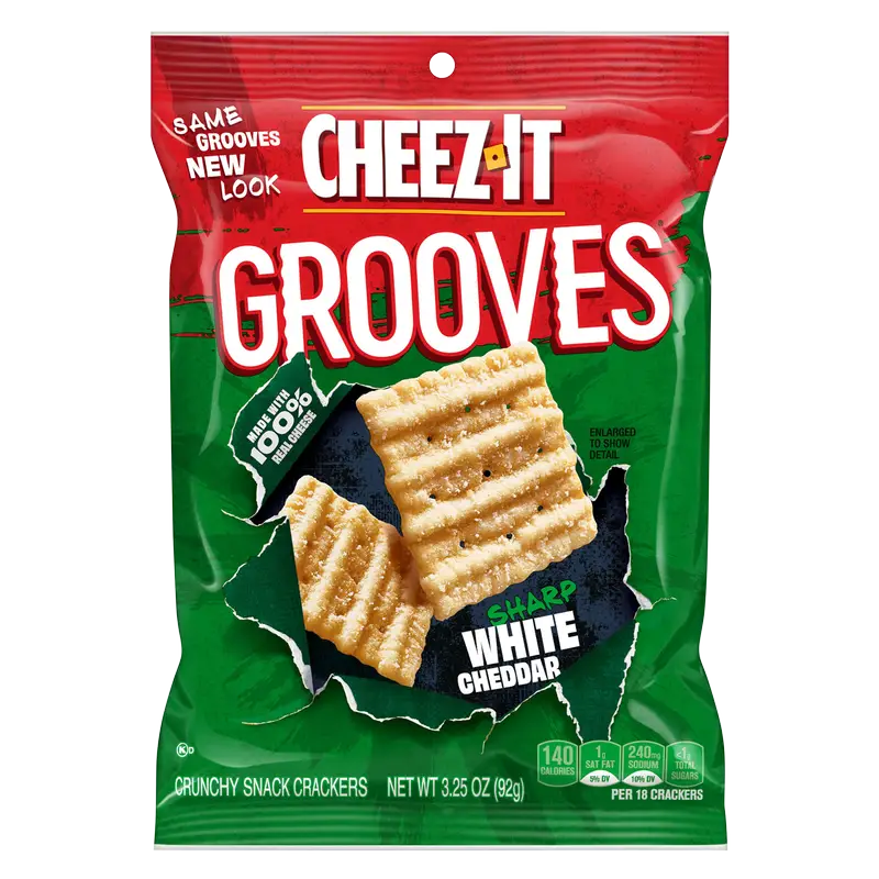 Cheez-It Grooves Sharp White Cheddar 3.25oz (Pack of 6)