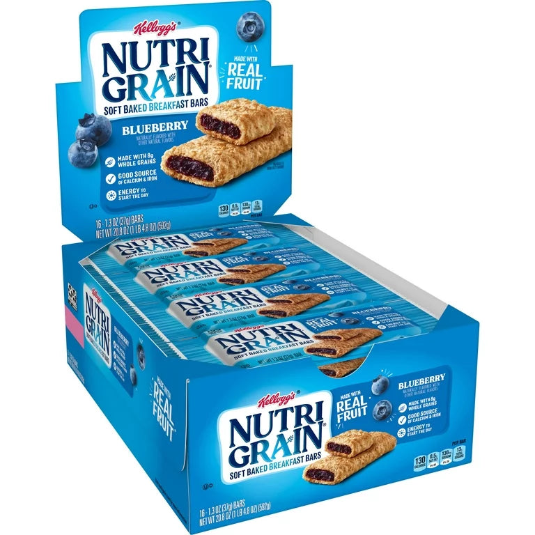 Kellogg’s Nutri-Grain Blueberry 1.3oz (Pack of 16)