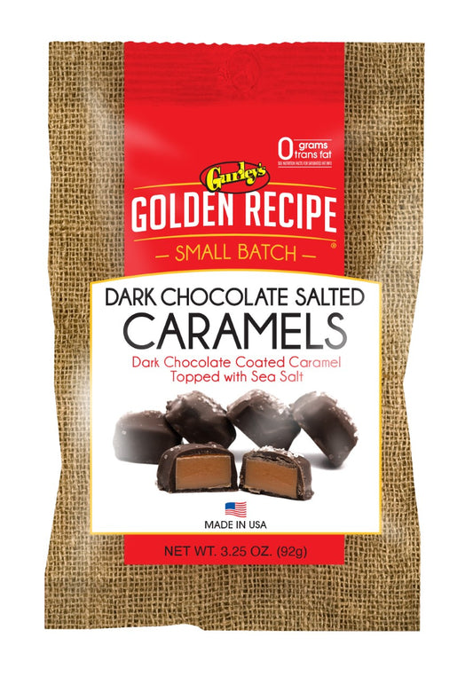 Gurley’s Golden Recipe Dark Chocolate Sea Salt Caramels Small Batch 3.25oz (Pack of 8)