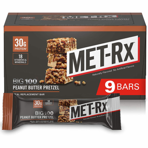 Met-Rx Big 100 Peanut Butter Pretzel 3.52oz (Pack of 9)