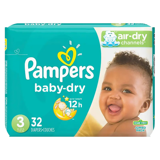 Pampers Size 3 Baby Dry 16-28lb Diapers 32 Count (Pack of 4)