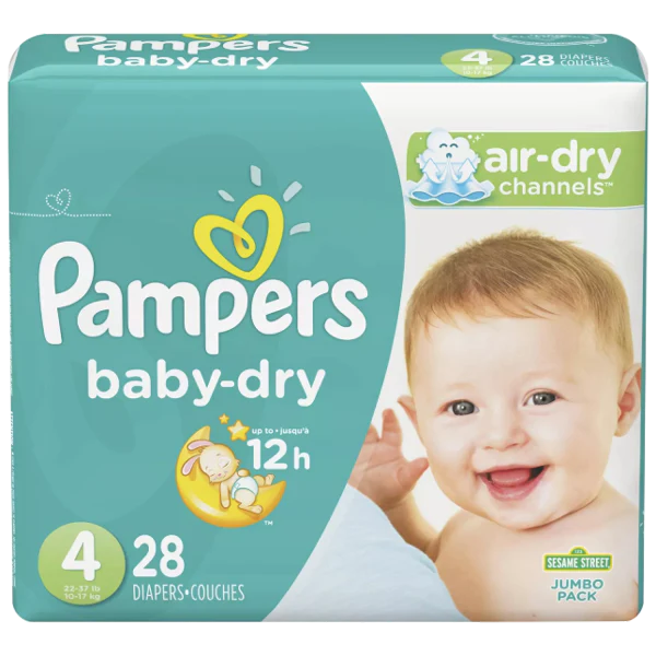 Pampers Size 4 Baby Dry 22-37lb Diapers 28 Count (Pack of 4)