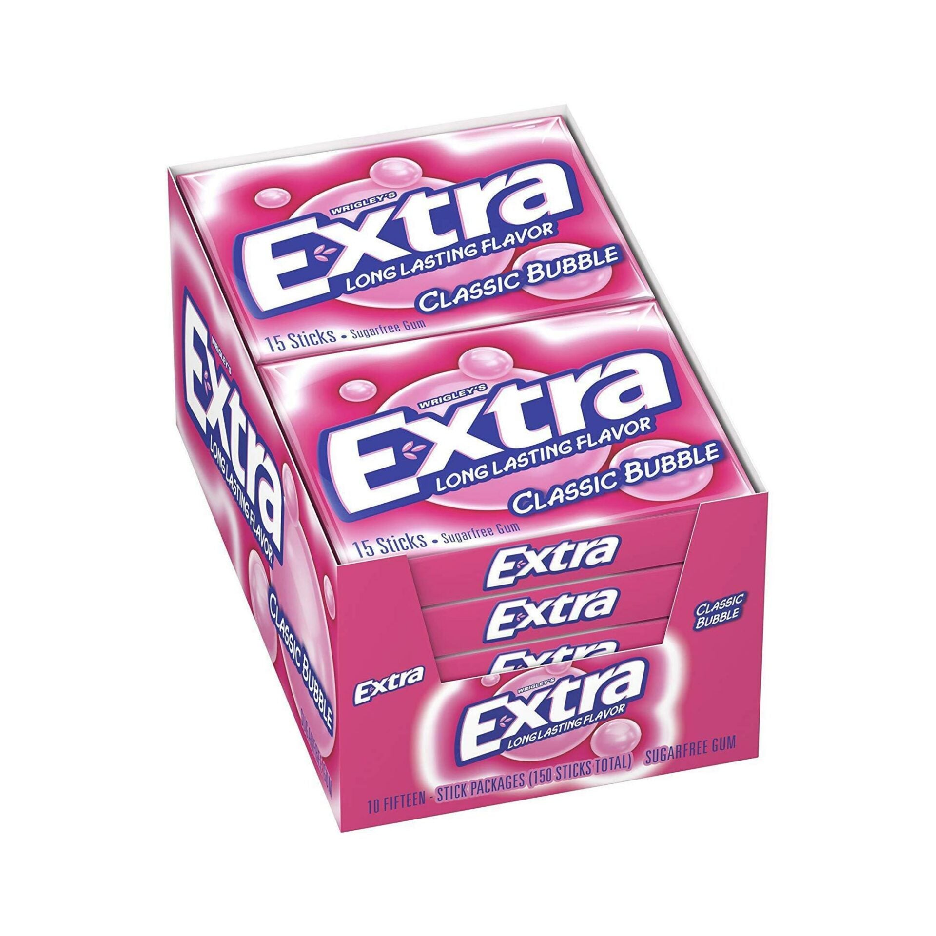 Extra Classic Bubble Gum 15 Sticks 10 Count