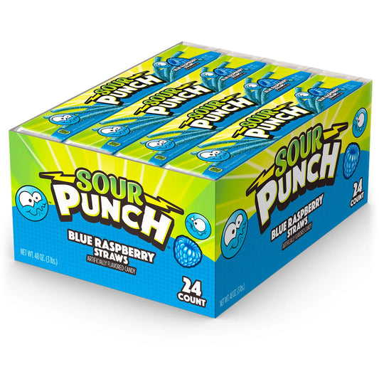 Sour Punch Blue Raspberry Straws 2oz 24 Count