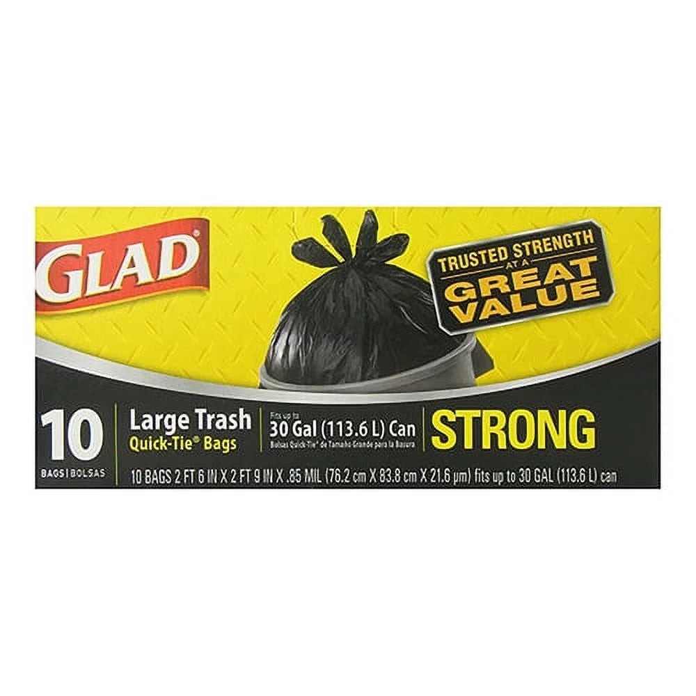 Glad Large Trash Bags 30gal 10 Count