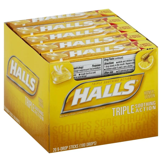 Halls Relief Honey Lemon 9 Drops 20 Count