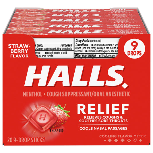 Halls Relief Strawberry 9 Drops 20 Count