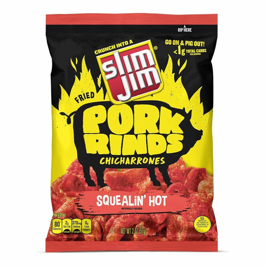 Slim Jim Pork Rinds Squealin’ Hot 2oz 12 Count